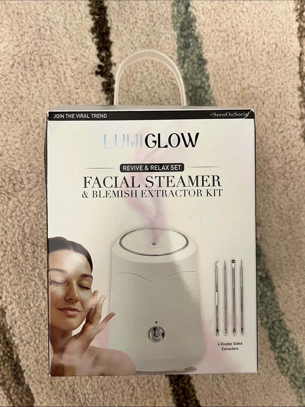 White Facial Steamer & Blemish Extractor Kit - Revive & Relax
